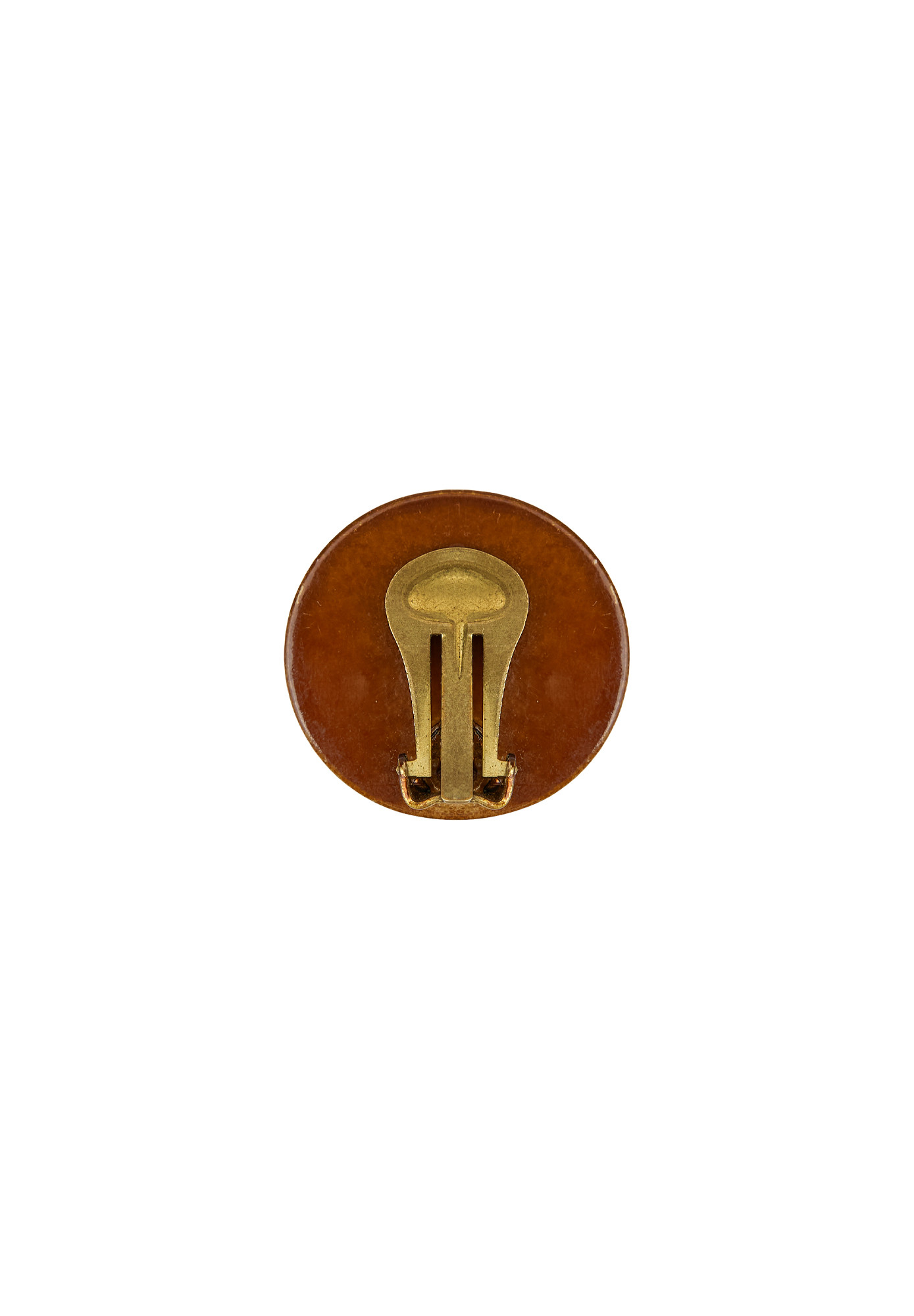 Vintage Round Brown Clip-On Earrings