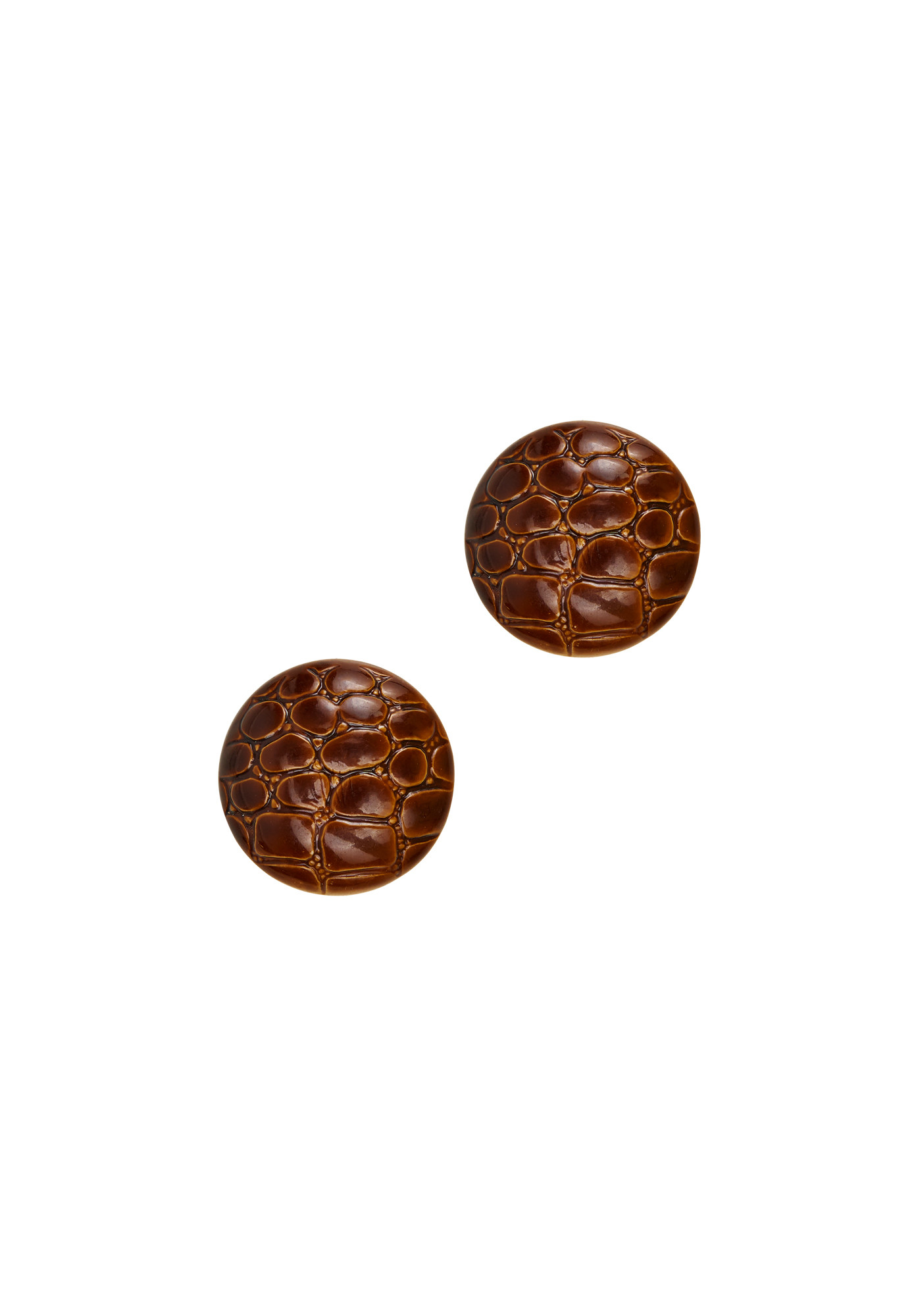 Vintage Round Brown Clip-On Earrings