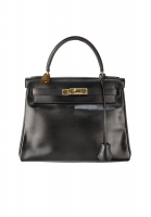 Hermès Kelly 28 Noir Box Retourne Bag