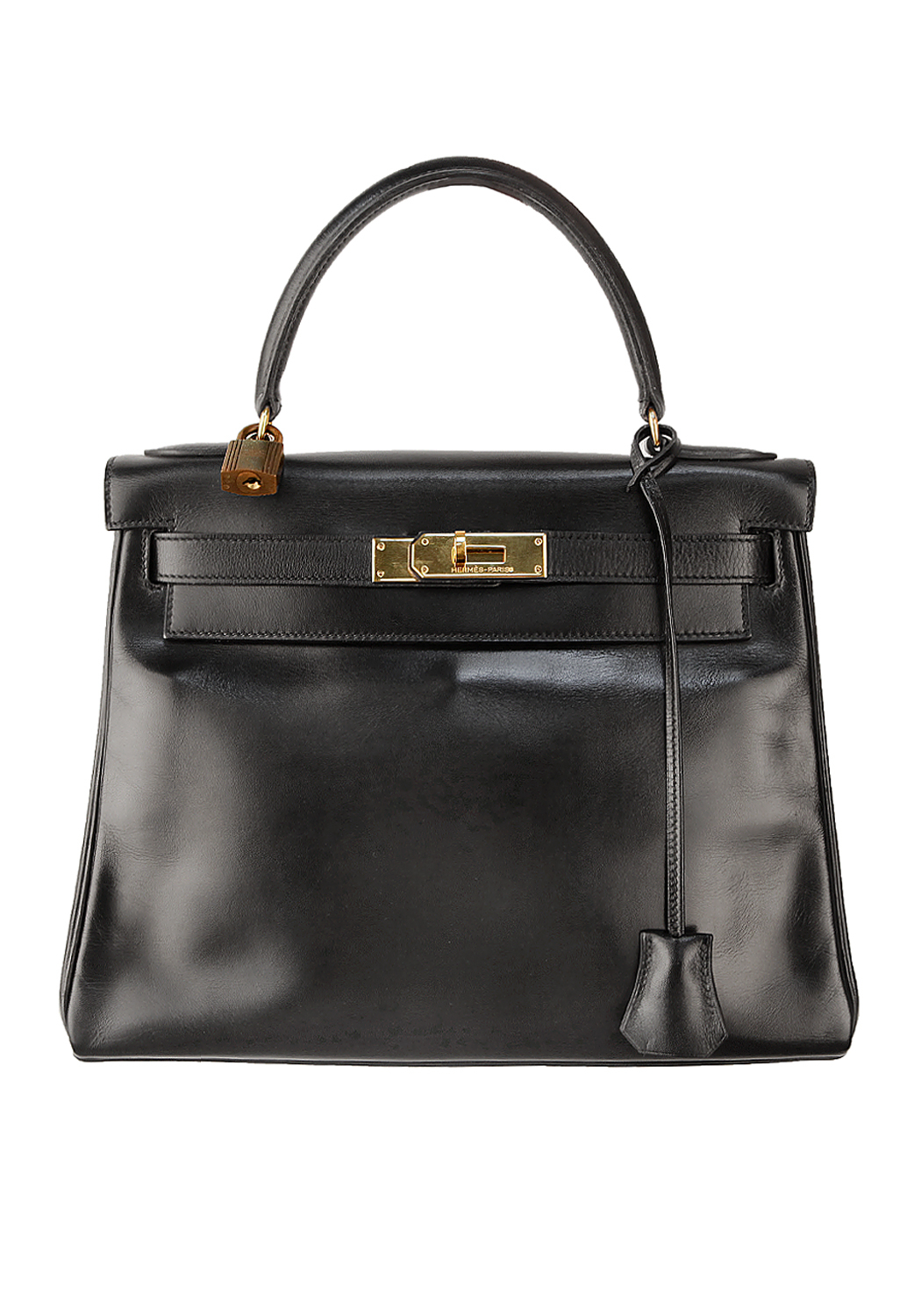 Hermès Kelly 28 Noir Box Retourne Bag