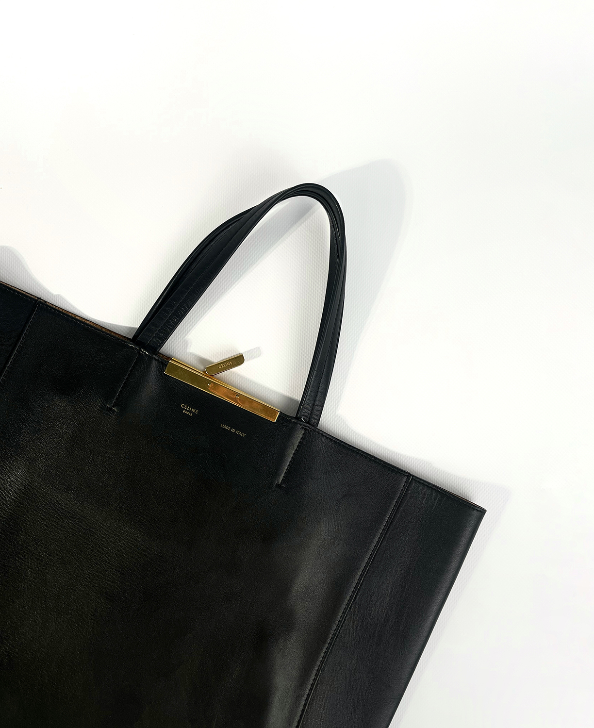 Céline Cabas Black Leather Tote Bag