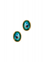 Vintage Colored Cabochons Clip-On Earrings