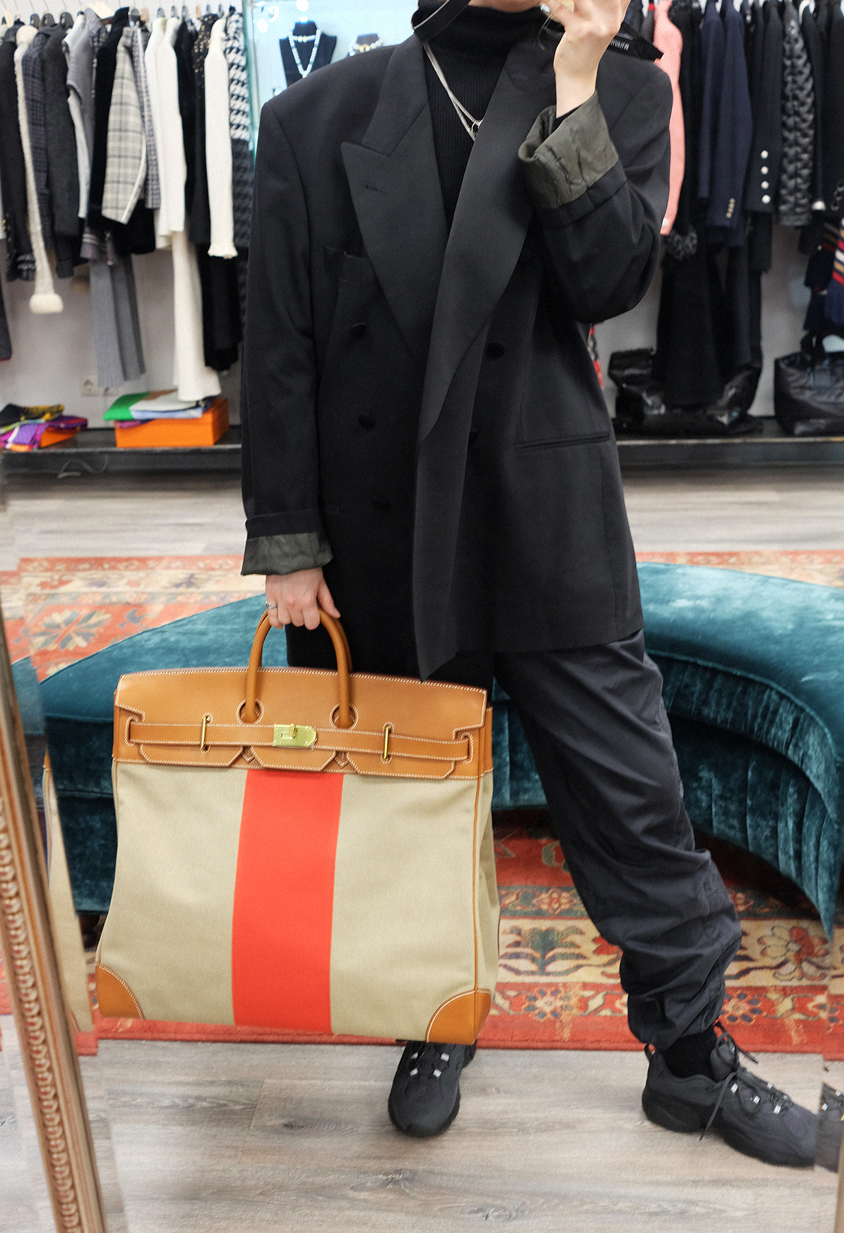 Hermès HAC Flag Birkin 50 Naturel Barenia And Canvas Bag