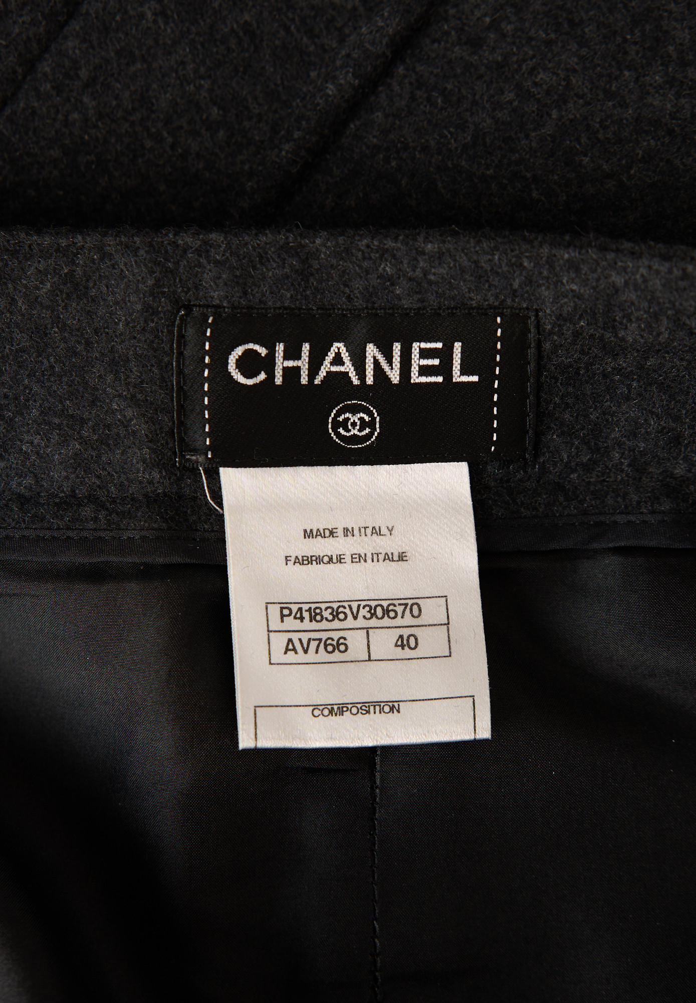 Chanel Dark Gray Buttons Skirt