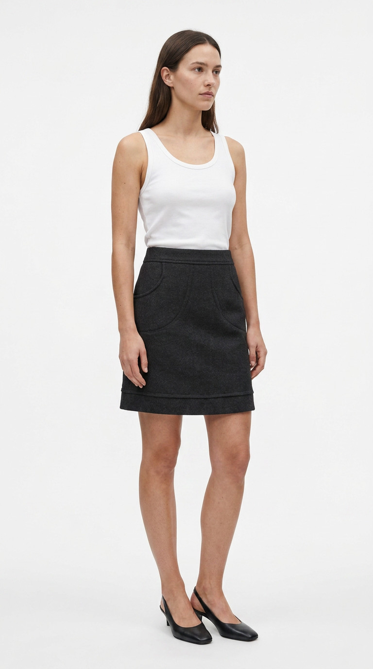 Chanel Dark Gray Buttons Skirt