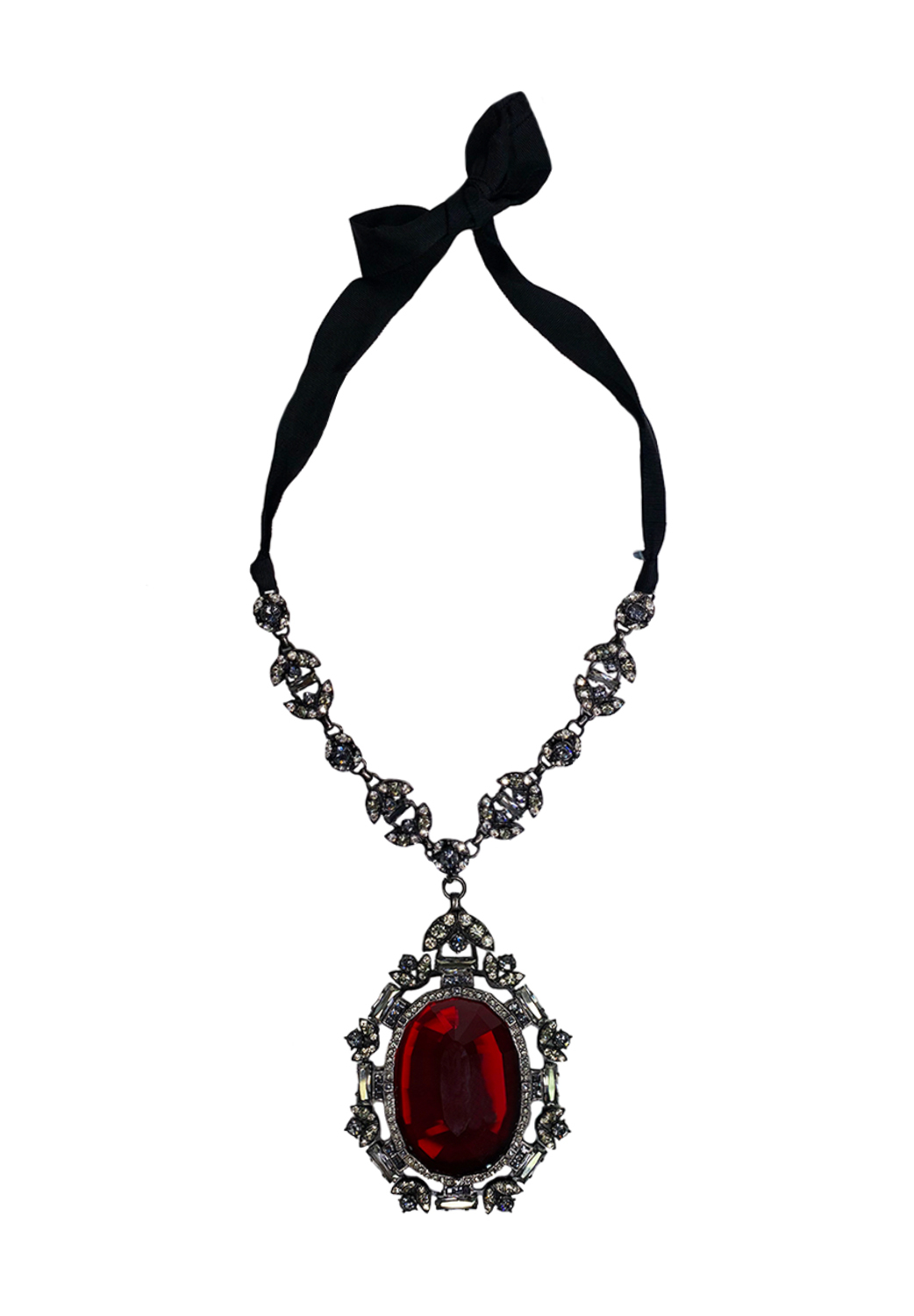Lanvin Crimson Crystal Pendant Necklace
