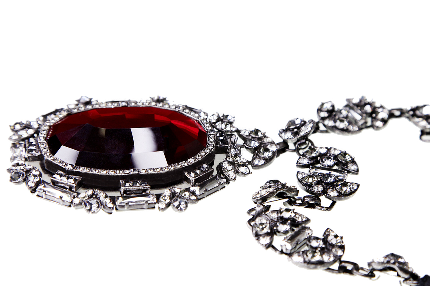 Lanvin Crimson Crystal Pendant Necklace