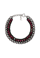 Yves Saint Laurent Chain Necklace With Crystals And Velvet