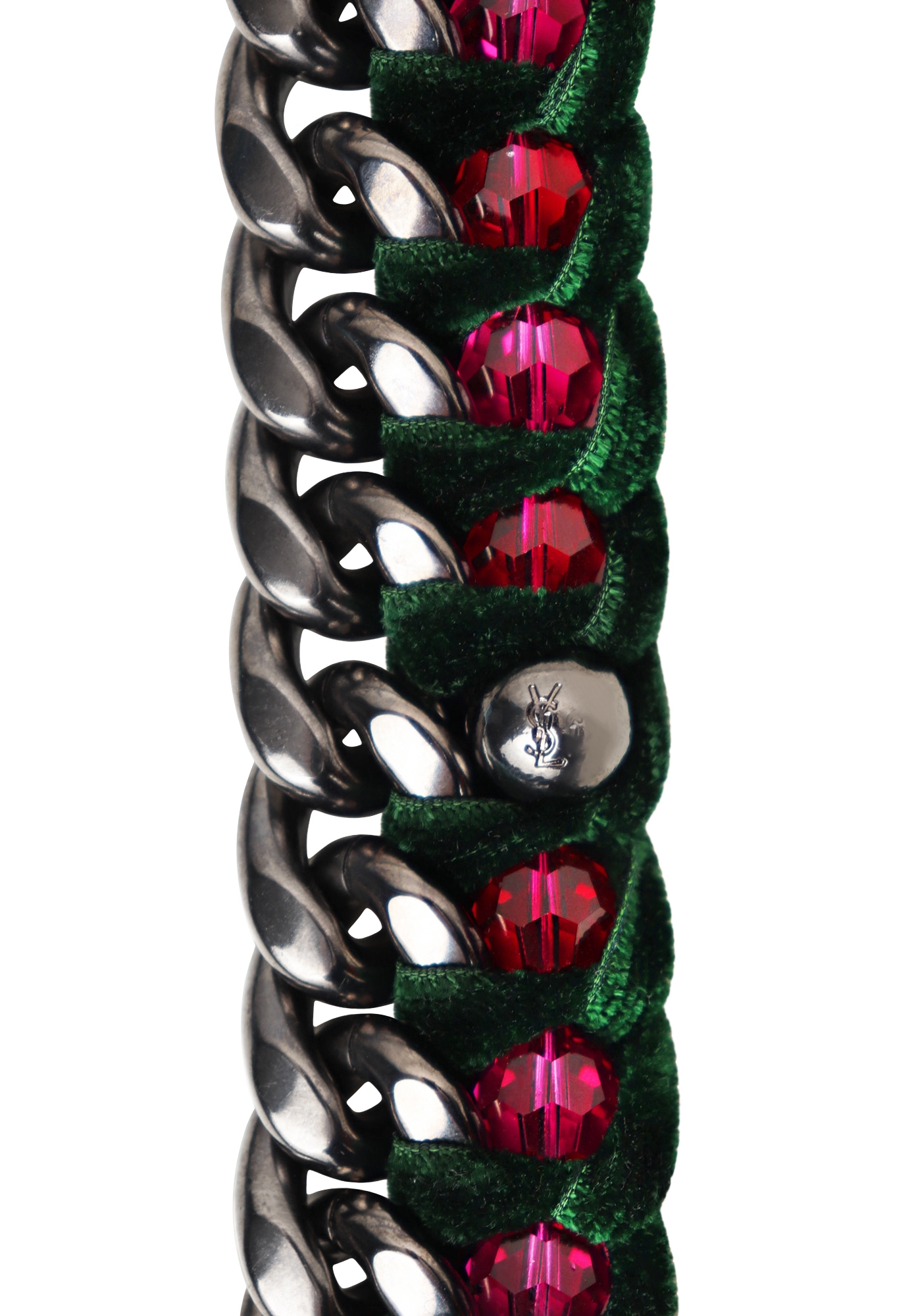 Yves Saint Laurent Chain Necklace With Crystals And Velvet