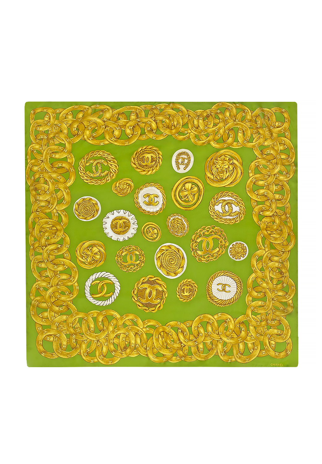 Chanel Silk Green Scarf