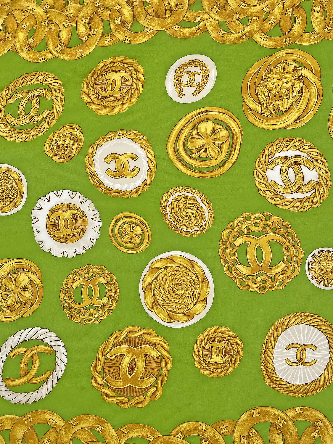 Chanel Silk Green Scarf