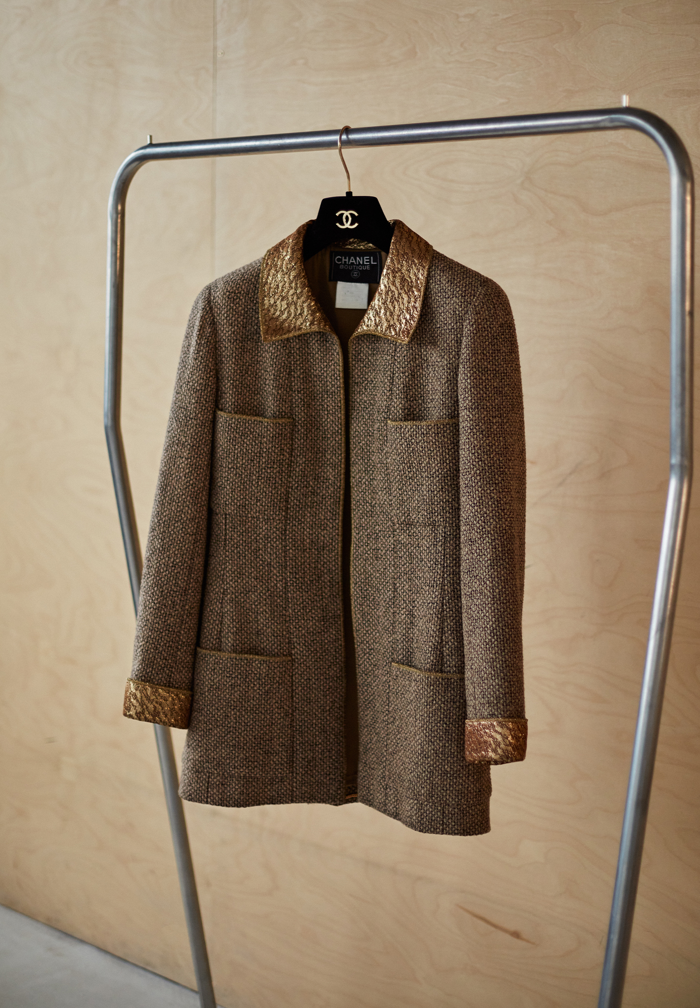 Chanel Tweed Jacket With Brocade Trim