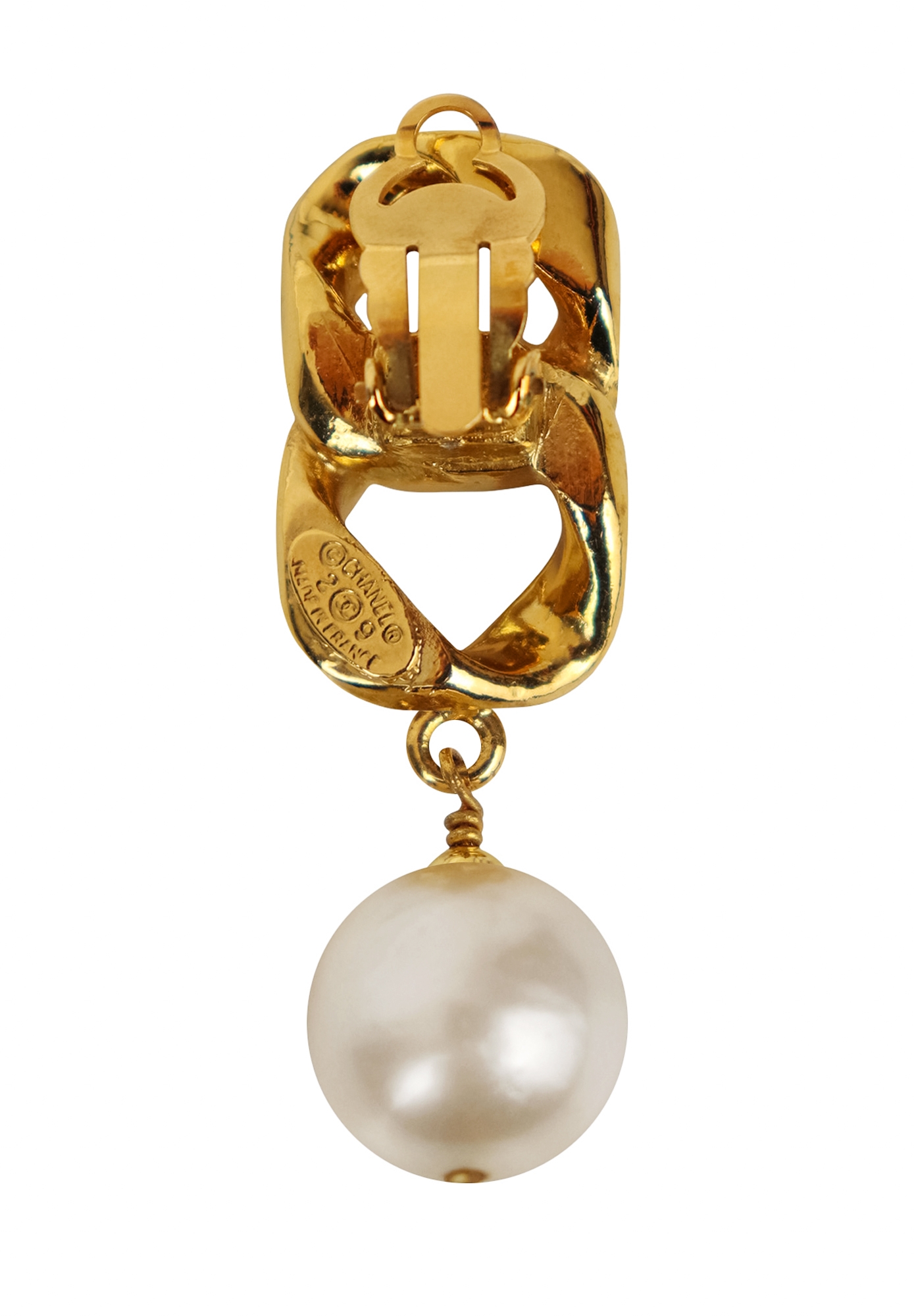 Chanel Chain Clips With Pearls