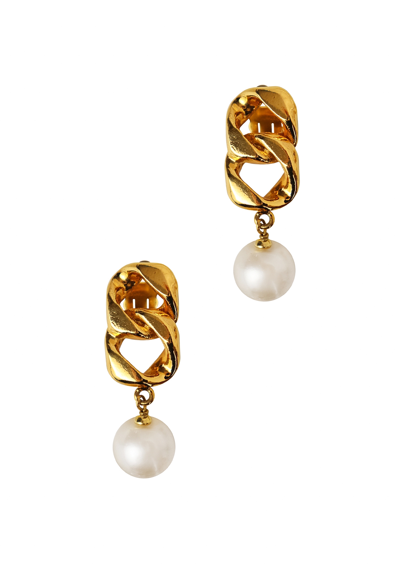 Chanel Chain Clips With Pearls
