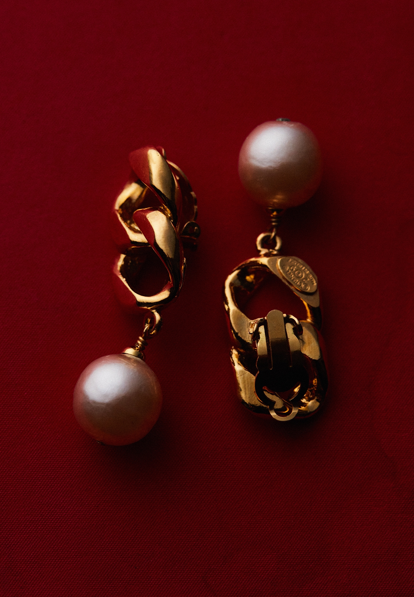 Chanel Chain Clips With Pearls