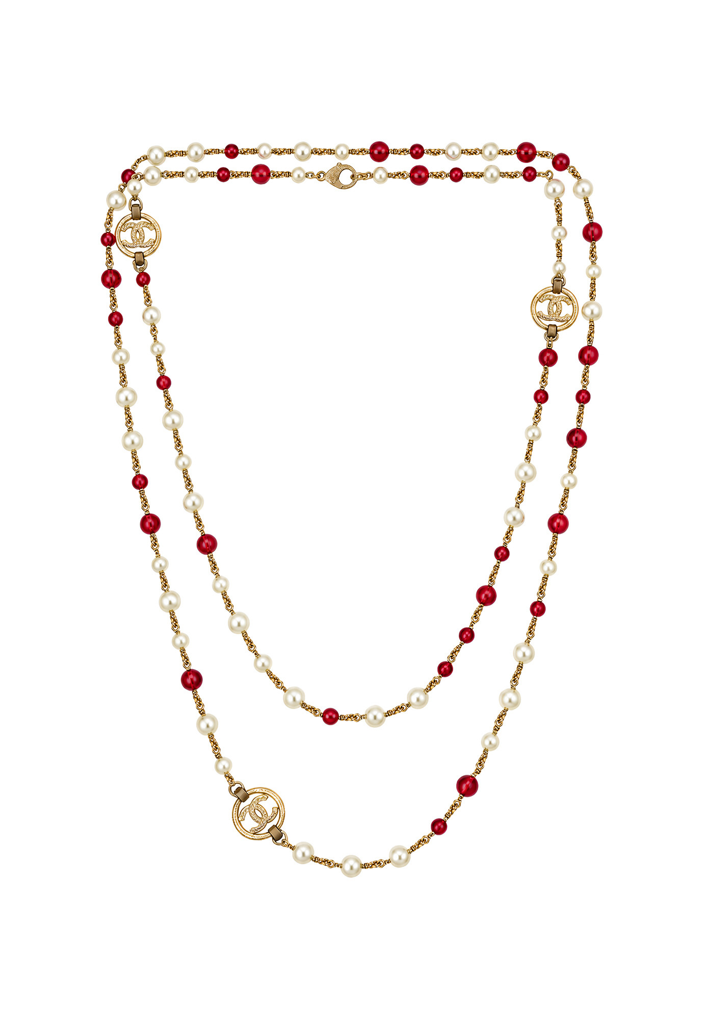 Chanel Pearl Necklace with Logos