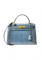 Hermès Kelly 32 Crocodile Blue Jean Bag