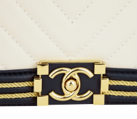 Chanel White And Navy Blue Small Boy Bag