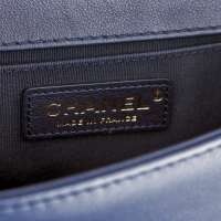 Chanel White And Navy Blue Small Boy Bag