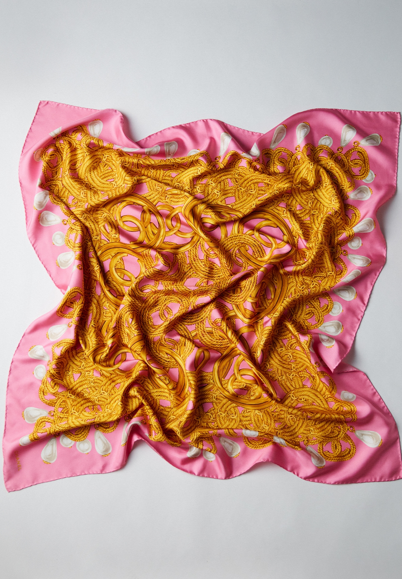 Vintage Chanel Pink Print Scarf