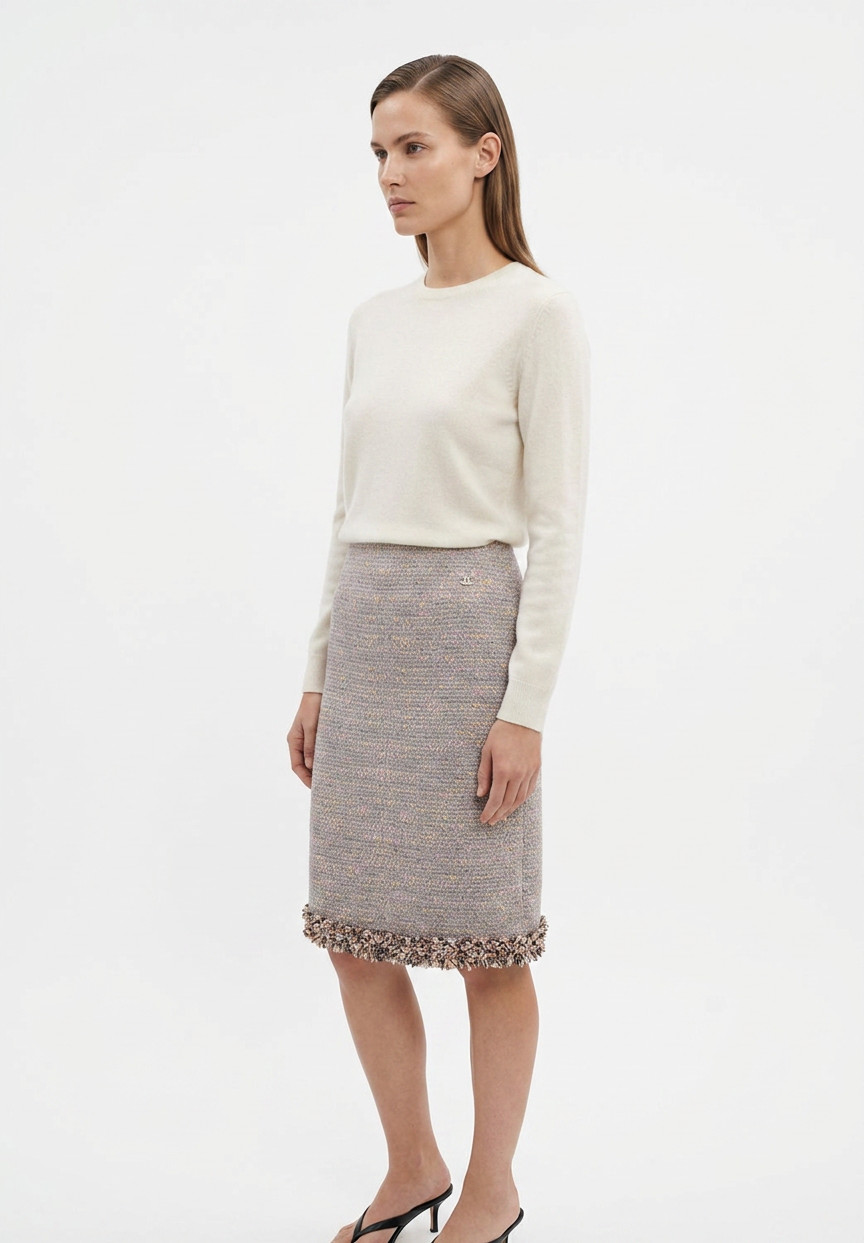 Chanel Tweed Fringed Skirt