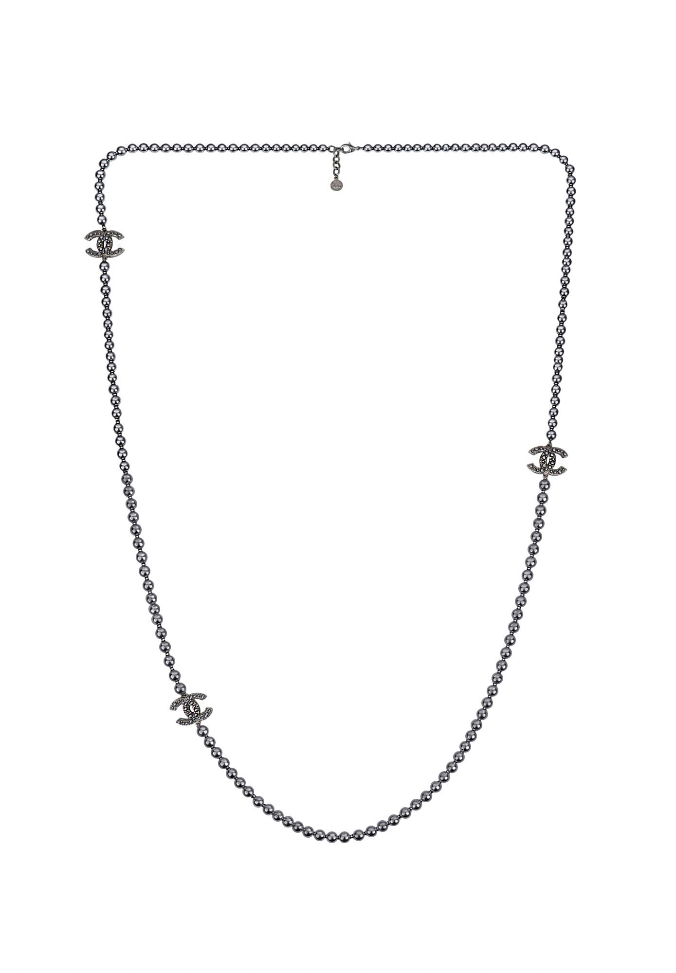 Chanel Pearl Necklace with Logo Pendants