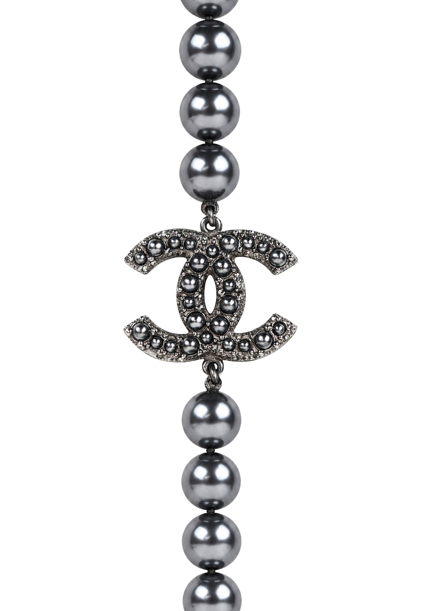 Chanel Pearl Necklace with Logo Pendants