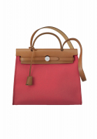 Hermès Red Canvas and Leather Herbag 31
