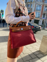 Hermès Red Canvas and Leather Herbag 31