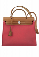 Hermès Red Canvas and Leather Herbag 31