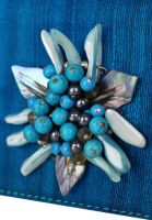 Blumarine Light Blue Clutch With Flowers