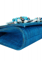 Blumarine Light Blue Clutch With Flowers