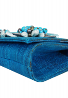 Blumarine Light Blue Clutch With Flowers