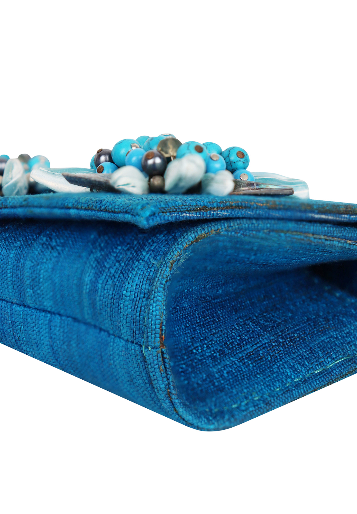 Blumarine Light Blue Clutch With Flowers
