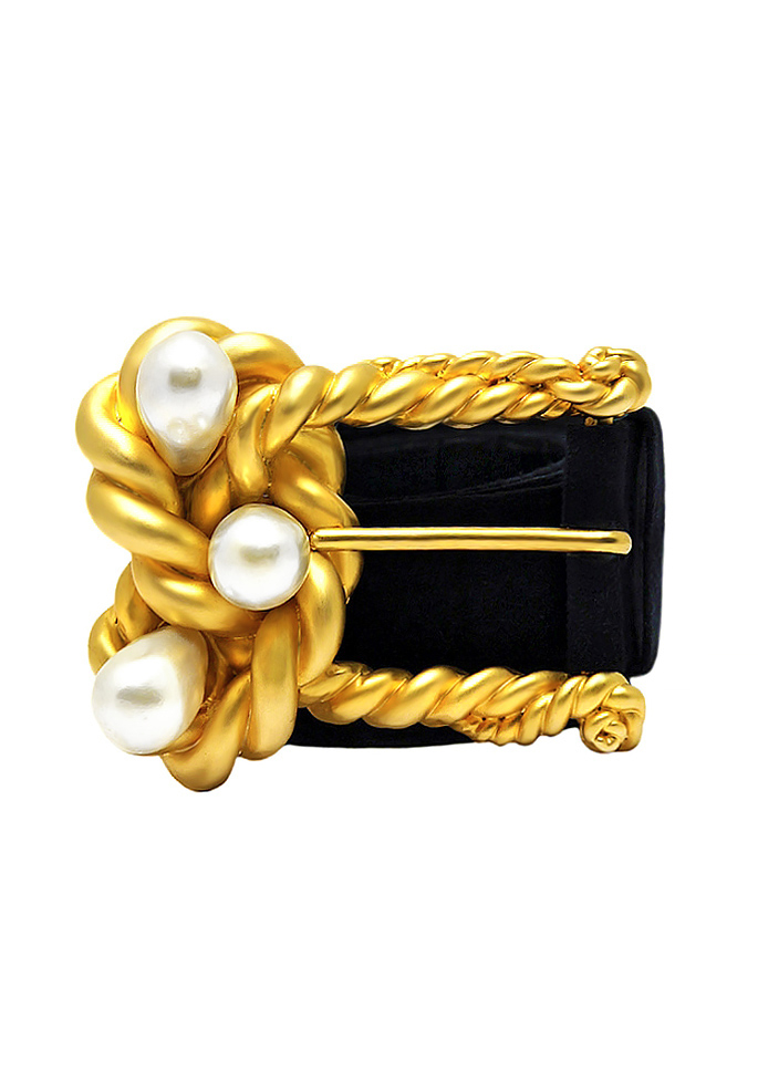 Chanel Suede Large Pearl Belt  