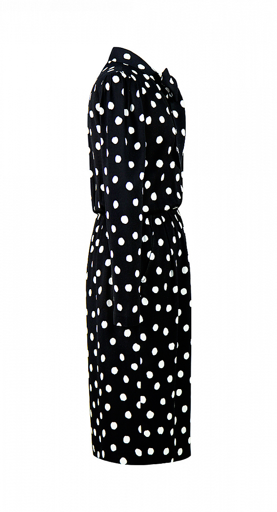 Saint Laurent Polka Dot Black Dress