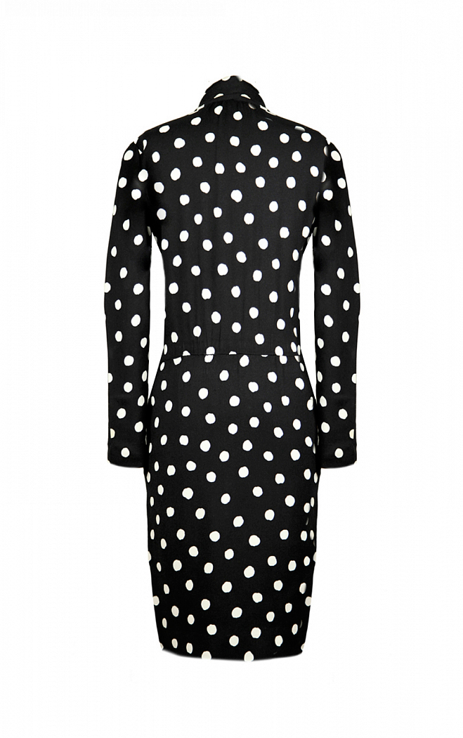 Saint Laurent Polka Dot Black Dress