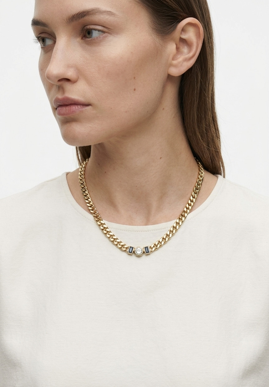 Vintage Crystal Chain Necklace