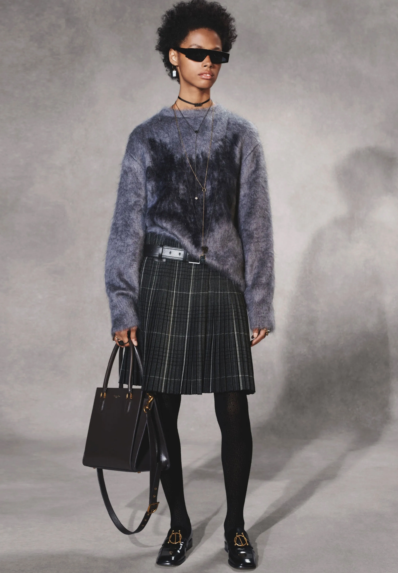 Christian Dior Pleated Check Skirt
