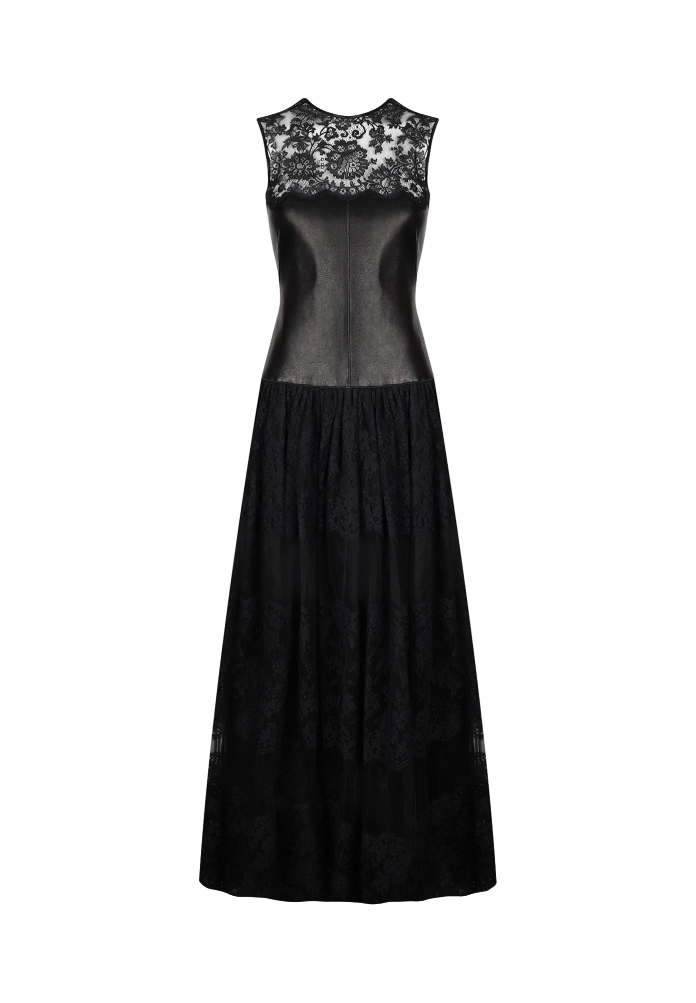 Valentino Evening Dress With Lace And Leather