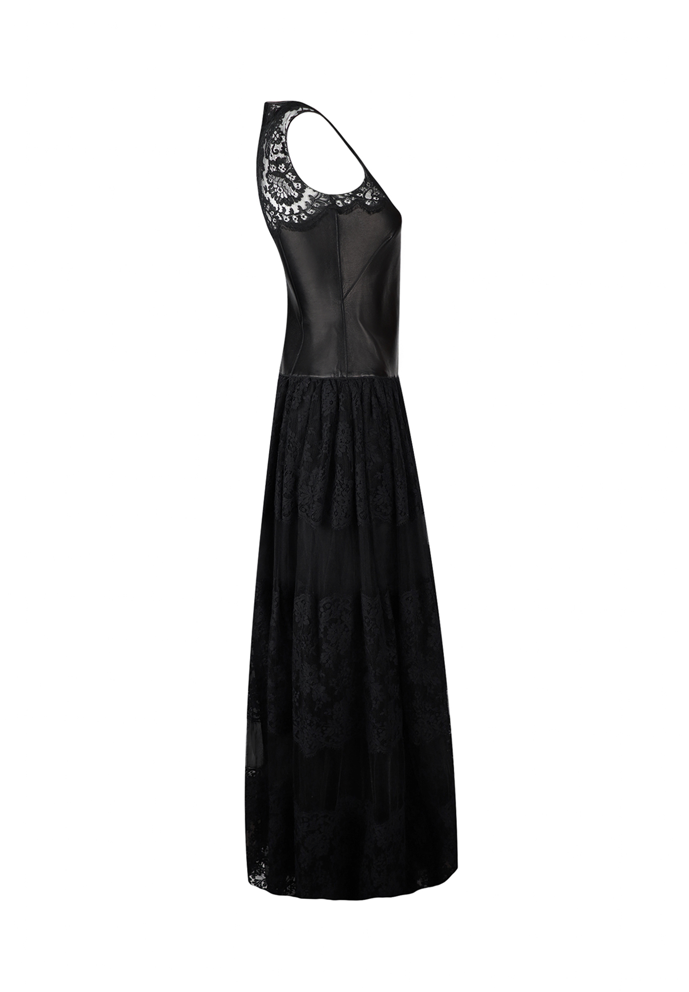 Valentino Evening Dress With Lace And Leather