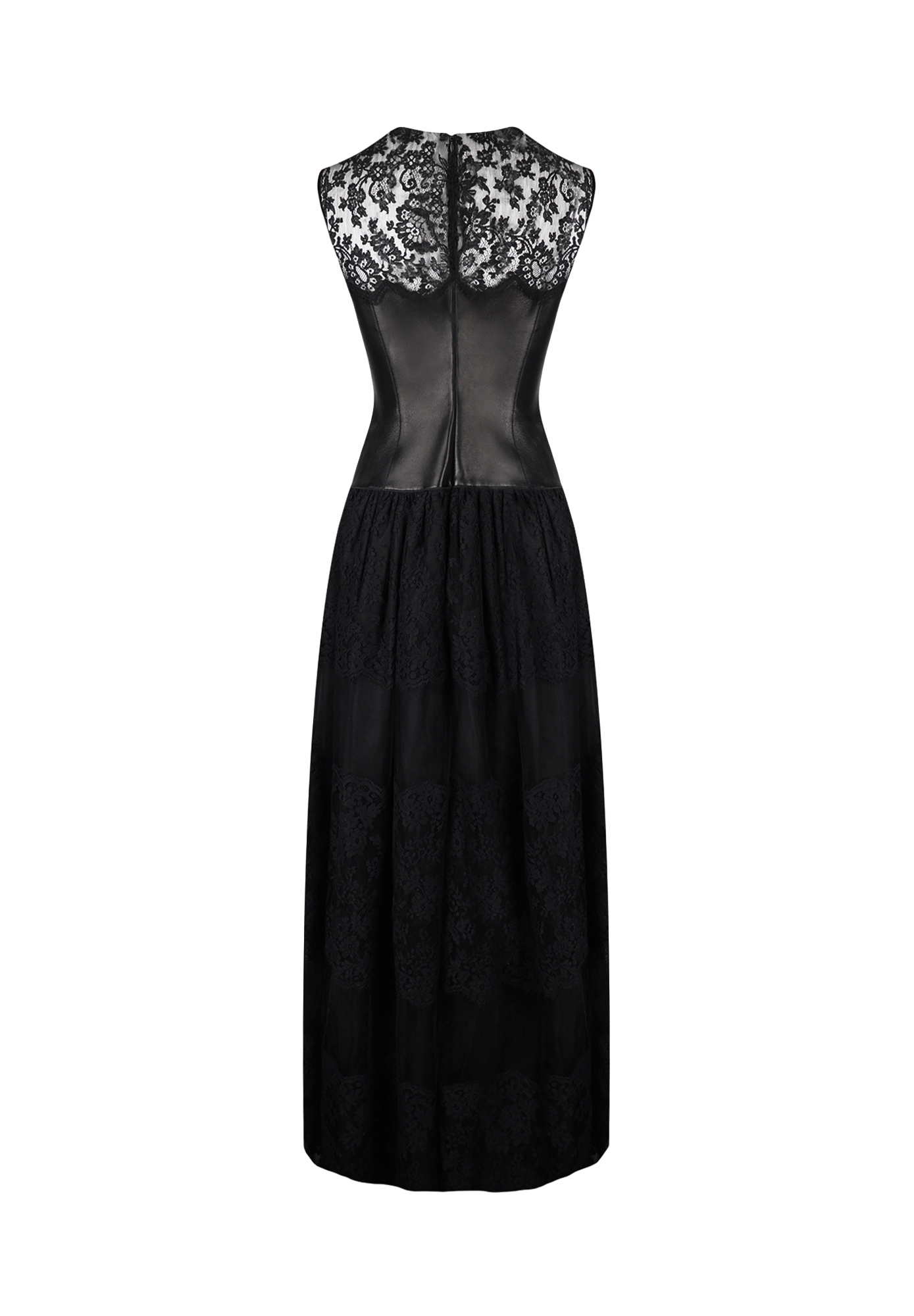 Valentino Evening Dress With Lace And Leather
