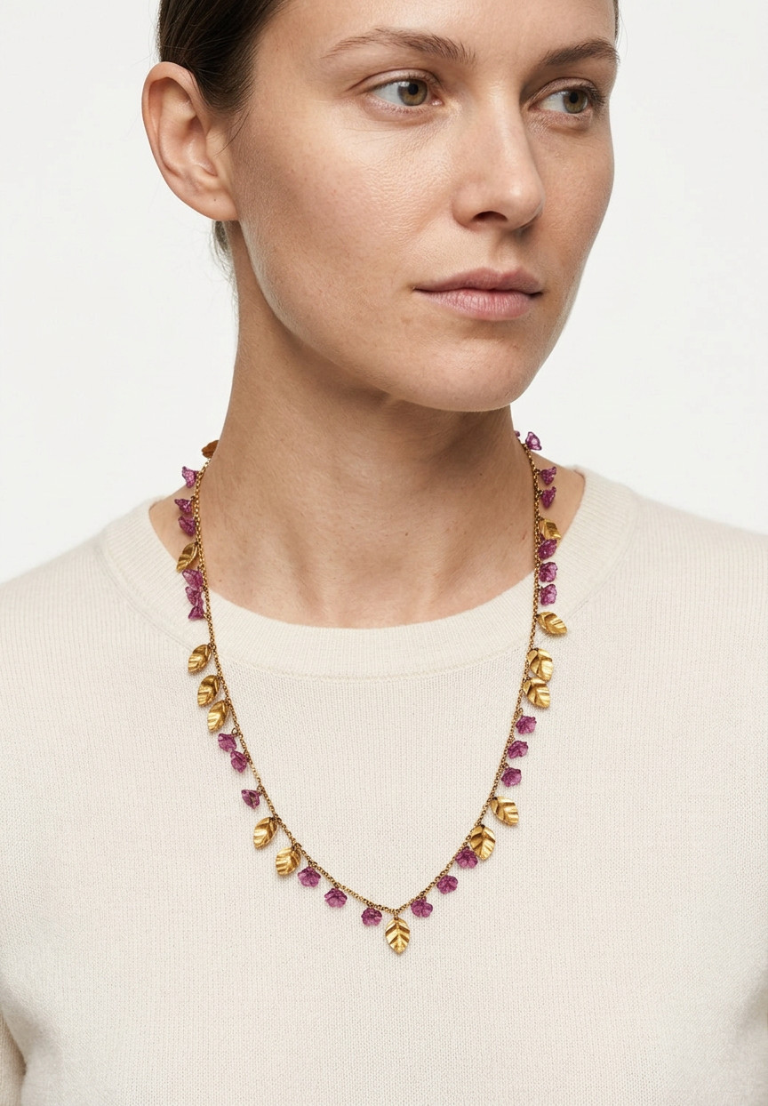 Christian Dior Chain Necklace With Flowers