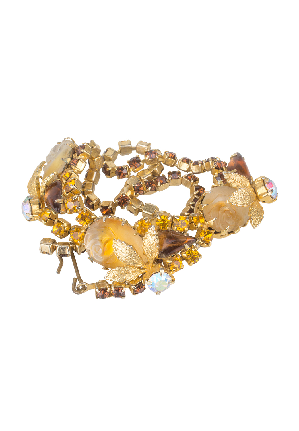 Brown Flowers Crystals Necklace