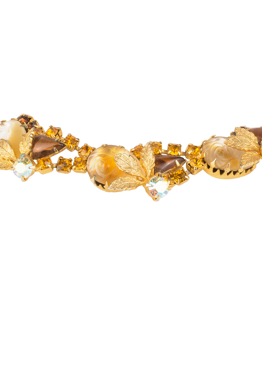 Brown Flowers Crystals Necklace