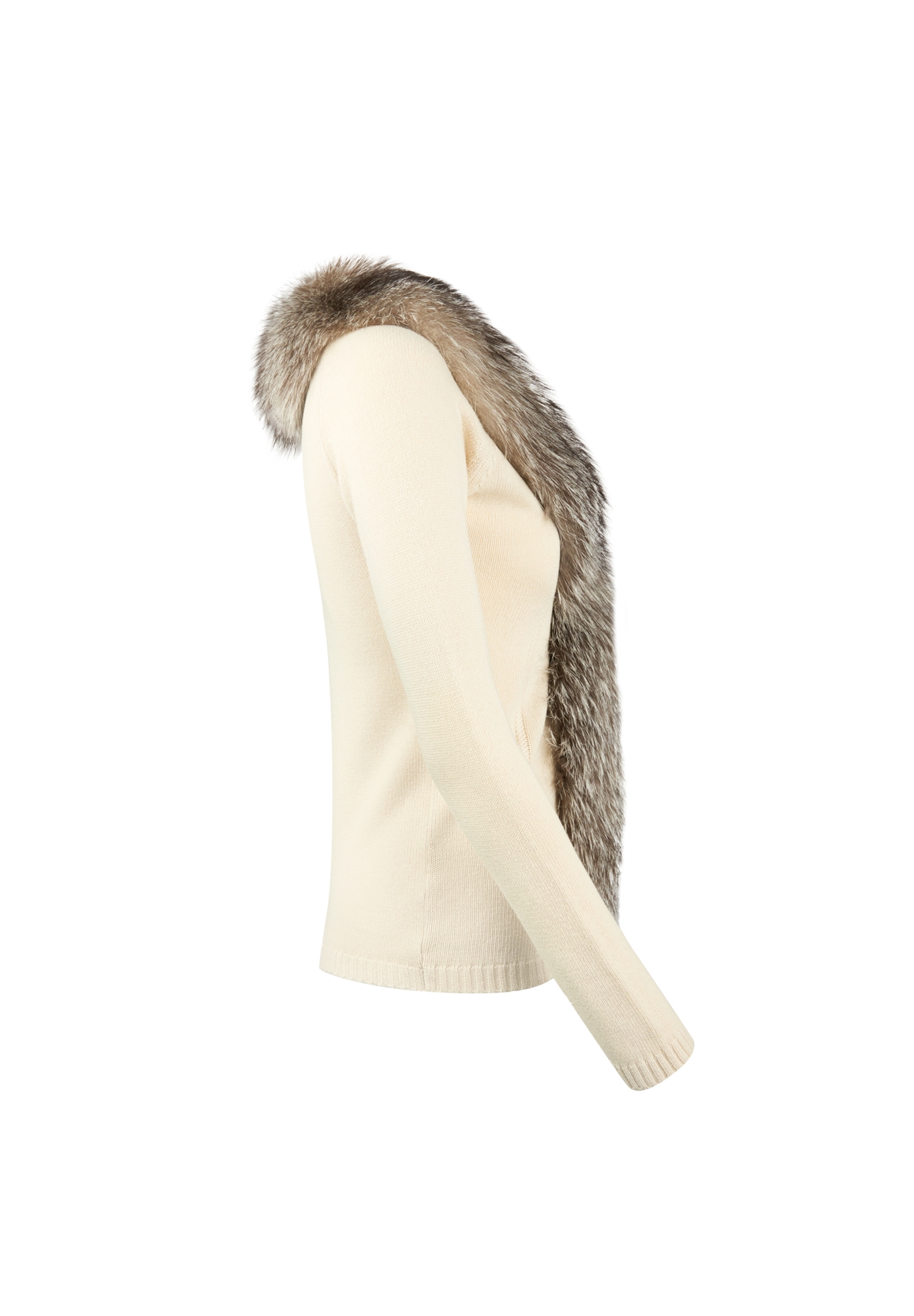 Blumarine Beige Cardigan With Fur