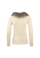 Blumarine Beige Cardigan With Fur