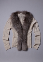 Blumarine Beige Cardigan With Fur