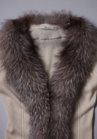 Blumarine Beige Cardigan With Fur