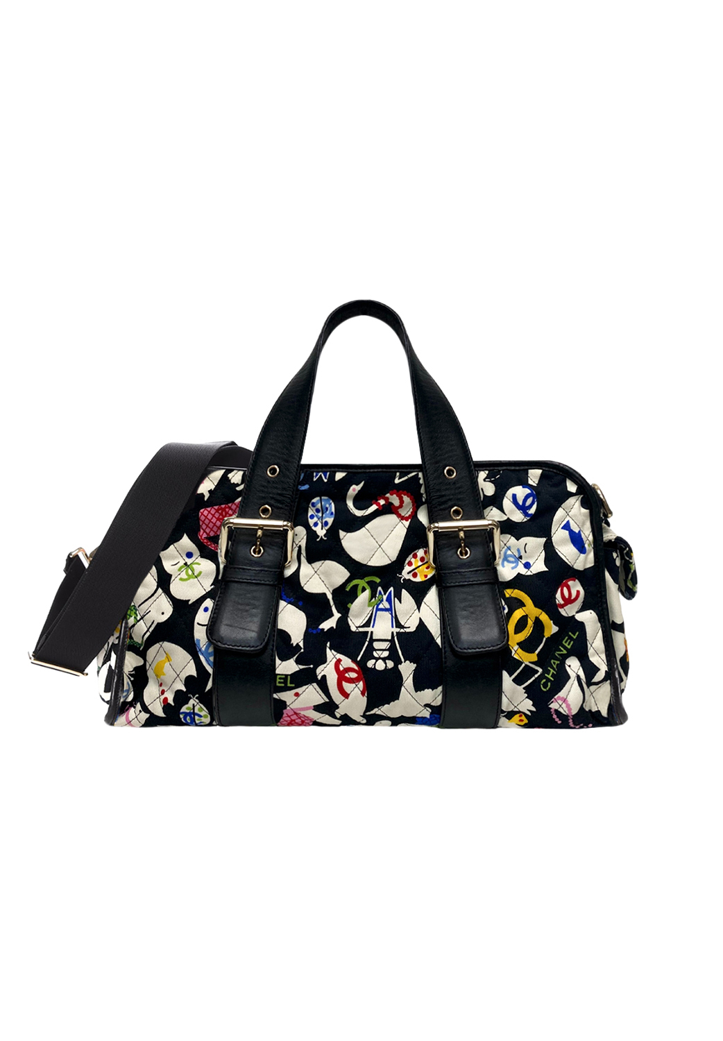 Chanel Black Canvas Duffel Bag